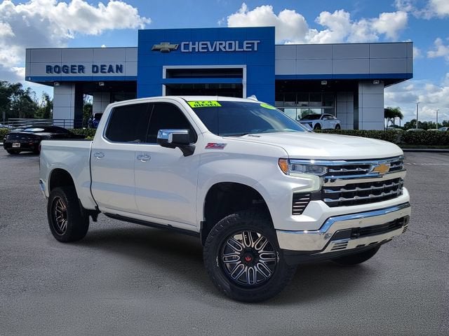 2022 Chevrolet Silverado 1500 LTZ in Iridescent Pearl Tricoat — front three-quarter view